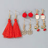 Alloy Electroplated Festival Element Geometric Elk Snowflake Tassel Earrings