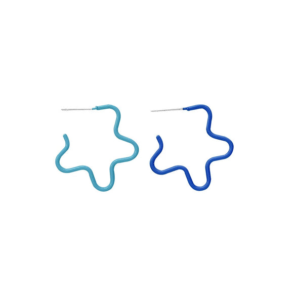 Alloy Electroplated Flower Heart Asymmetric Blue Gradient Women's Earrings