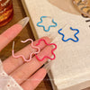 Alloy Electroplated Flower Heart Asymmetric Blue Gradient Women's Earrings