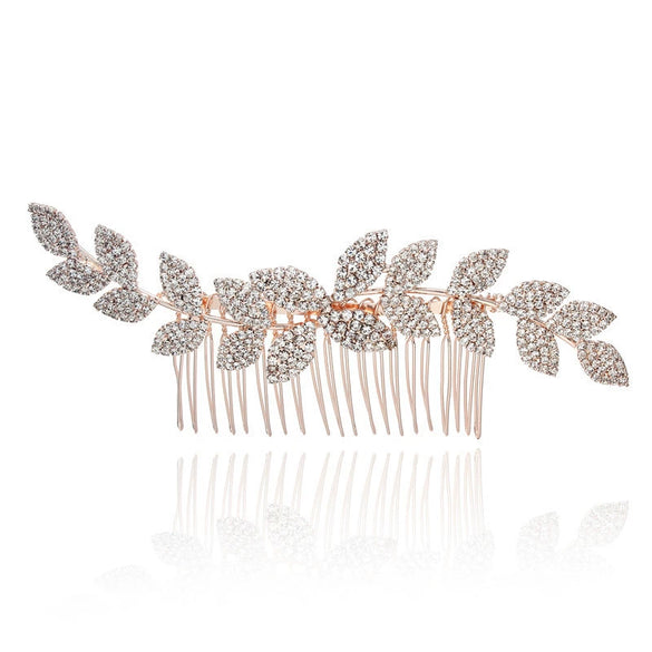 Alloy Electroplated Flower Leaf Bridal Comb