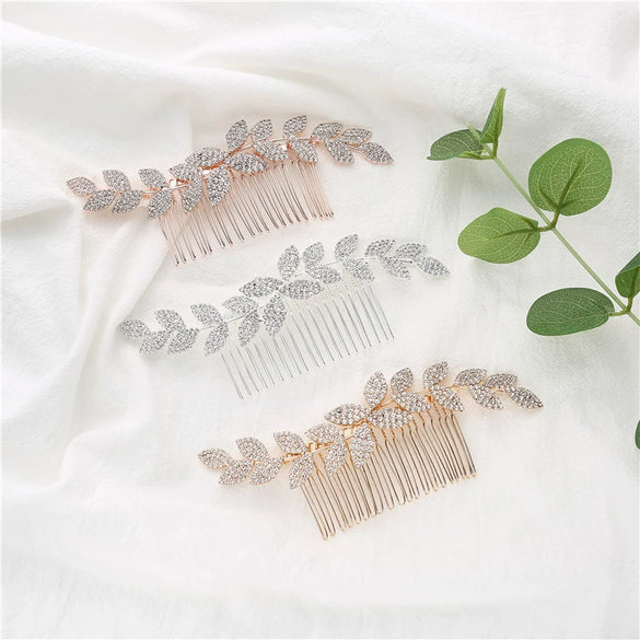 Alloy Electroplated Flower Leaf Bridal Comb