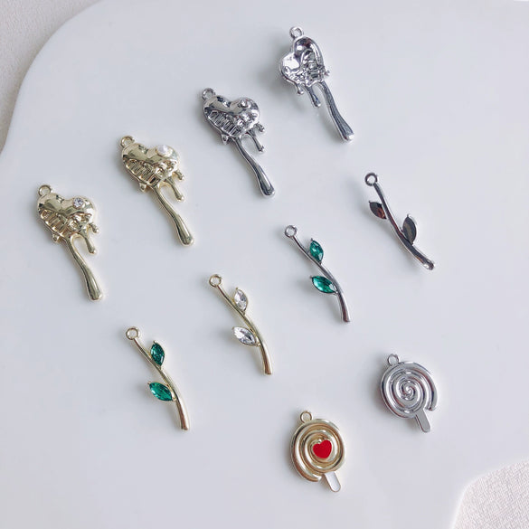 Alloy Electroplated Fresh Asymmetric Onepiece Lollipop Branch Earrings Jewelry Accessories