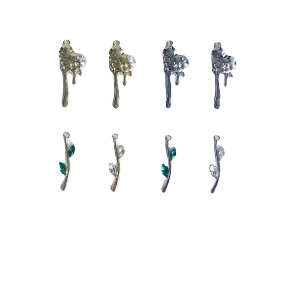 Alloy Electroplated Fresh Asymmetric Onepiece Lollipop Branch Earrings Jewelry Accessories