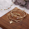 Alloy Electroplated Geometric Bracelet Set With Cactus Triangle Knot Letter And Arrow Charms Ins Style Fashion Bangle Set