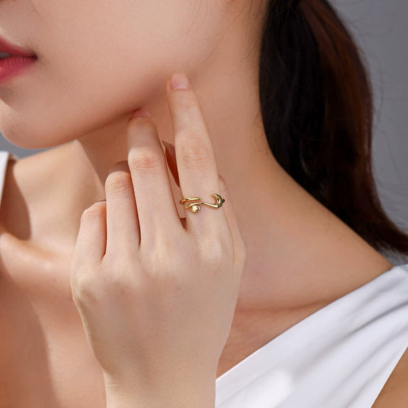 Alloy Electroplated Geometric Cat Open Adjustable Women's Niche Style Ring