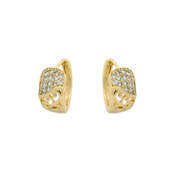Alloy Electroplated Geometric Cut Out Women's Earrings With Microencrusted Zircon