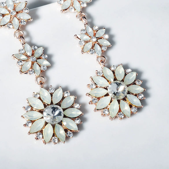 Alloy Electroplated Geometric Flower Style Earrings