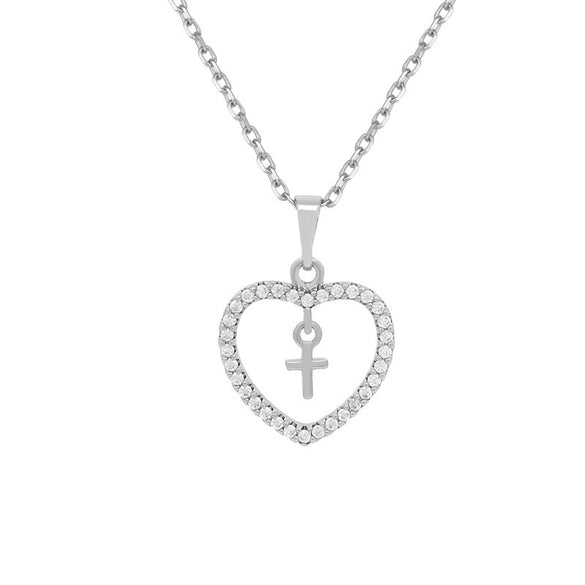 Alloy Electroplated Geometric Heart Necklace Pendant With Micropaved Zircon Sweet Niche Design