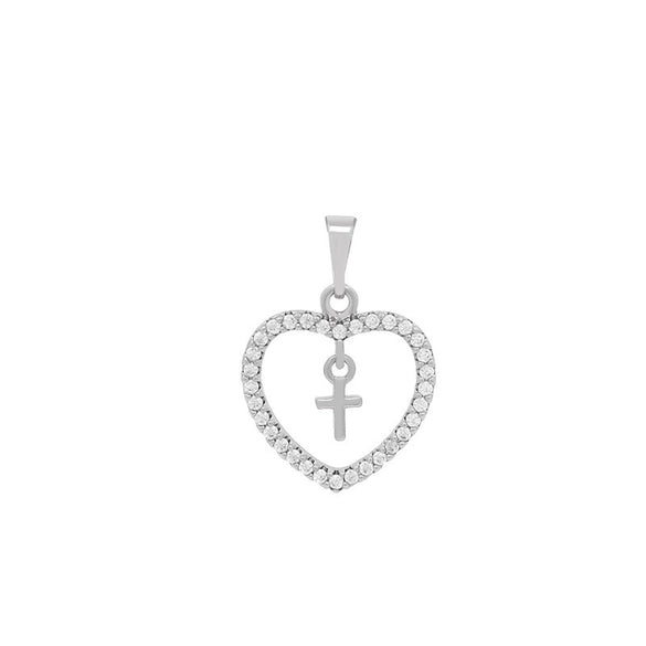 Alloy Electroplated Geometric Heart Necklace Pendant With Micropaved Zircon Sweet Niche Design