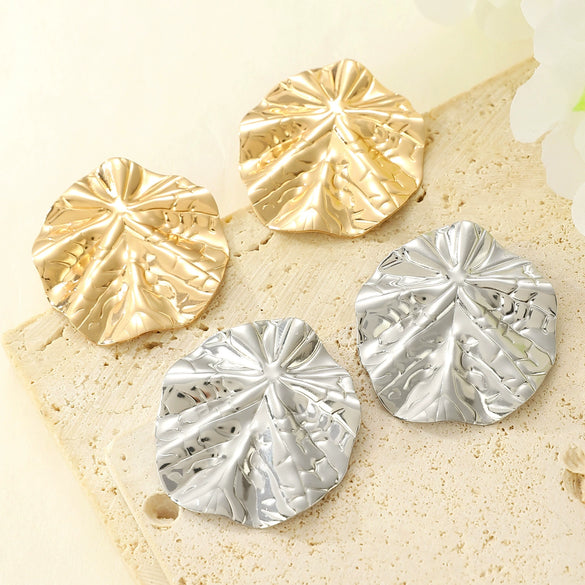 Alloy Electroplated Geometric Leaf Punk Style Women's Earrings