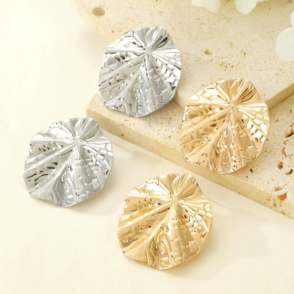 Alloy Electroplated Geometric Leaf Punk Style Women's Earrings