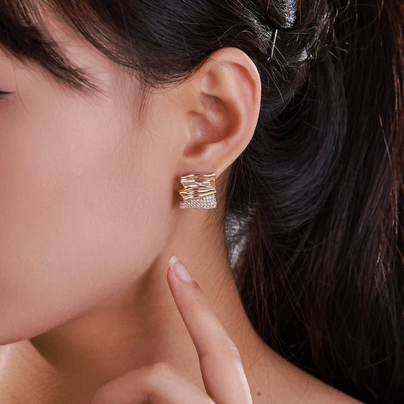 Alloy Electroplated Geometric Personalized Square Earrings For Women