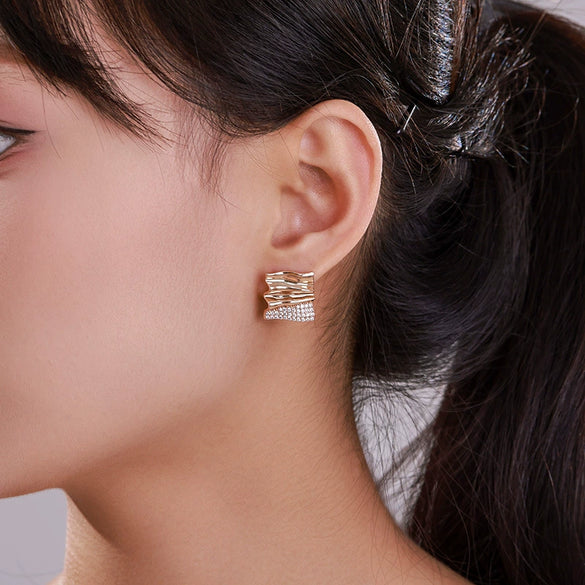 Alloy Electroplated Geometric Personalized Square Earrings For Women