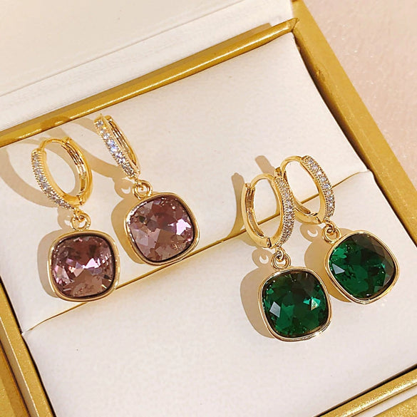 Alloy Electroplated Geometric Square Light Luxury Women's Ear Buckle Earrings