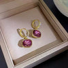 Alloy Electroplated Geometric Square Light Luxury Women's Ear Buckle Earrings