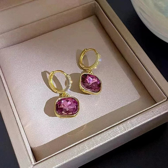 Alloy Electroplated Geometric Square Light Luxury Women's Ear Buckle Earrings