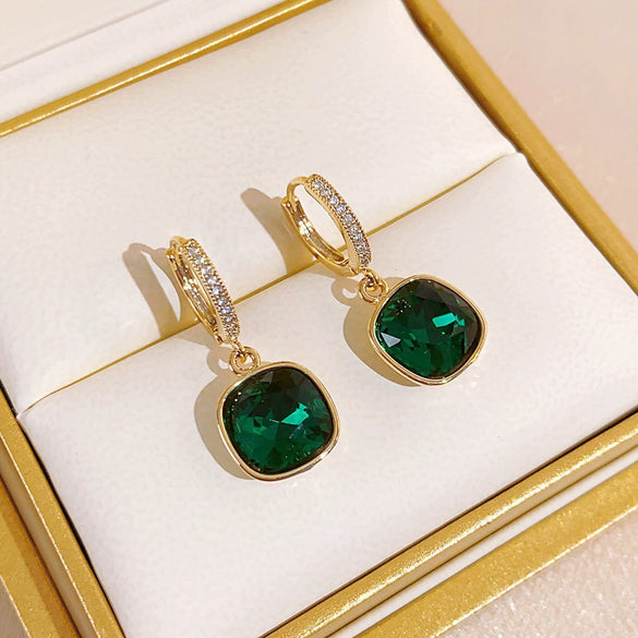 Alloy Electroplated Geometric Square Light Luxury Women's Ear Buckle Earrings