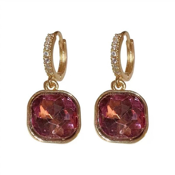 Alloy Electroplated Geometric Square Light Luxury Women's Ear Buckle Earrings