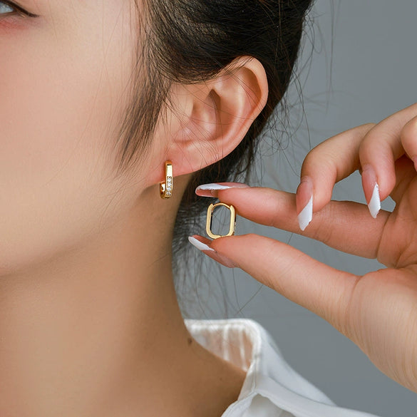 Alloy Electroplated Geometric Square Women's Earrings