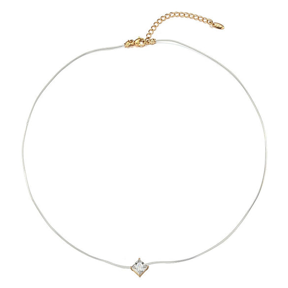 Alloy Electroplated Geometric Square Zircon Women's Necklace