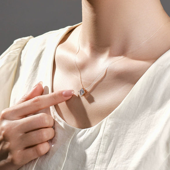 Alloy Electroplated Geometric Square Zircon Women's Necklace