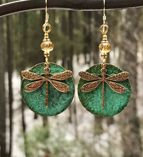 Alloy Electroplated Geometric Style Dragonfly Earrings For Women