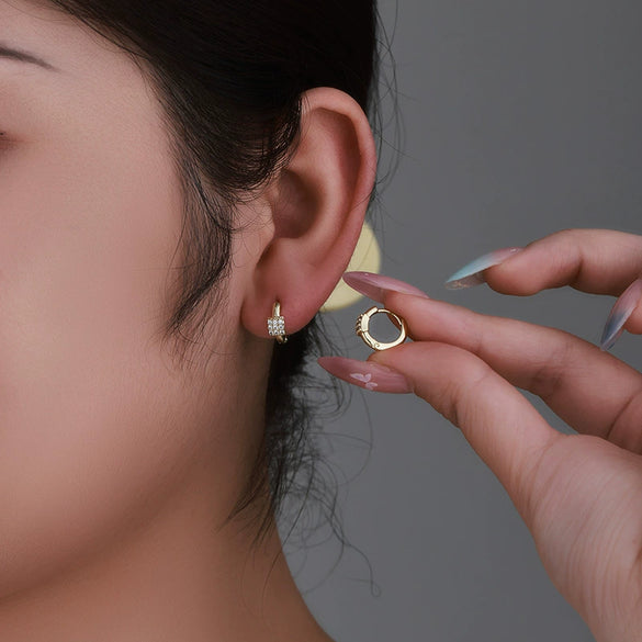 Alloy Electroplated Geometric Style Micropaved Zircon Women's Earrings Wholesale