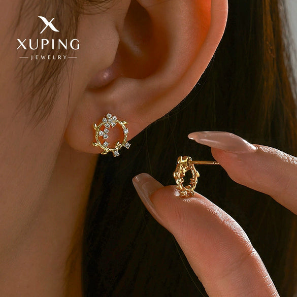 Alloy Electroplated Geometric Women's Earrings With Microinlaid Zircon Simple Design