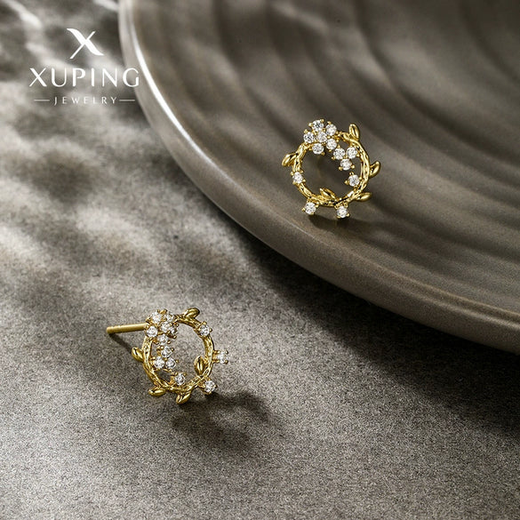 Alloy Electroplated Geometric Women's Earrings With Microinlaid Zircon Simple Design