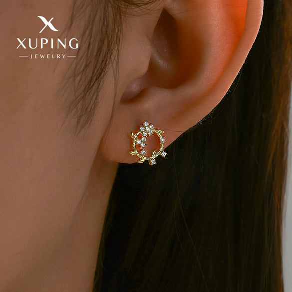 Alloy Electroplated Geometric Women's Earrings With Microinlaid Zircon Simple Design
