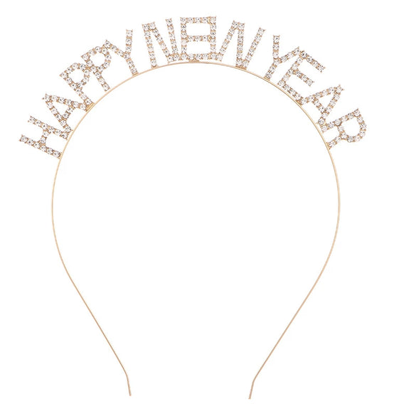Alloy Electroplated Happy New Year Letter Headband For Women