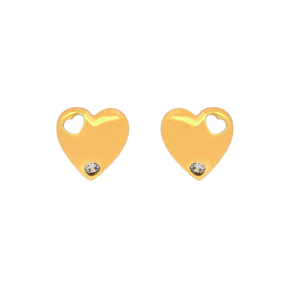 Alloy Electroplated Heart Shape Simple Women's Earrings With Micropaved Zircon