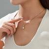 Alloy Electroplated 14K Gold Bezel Round Single Zircon Simple Elegant Necklace For Women