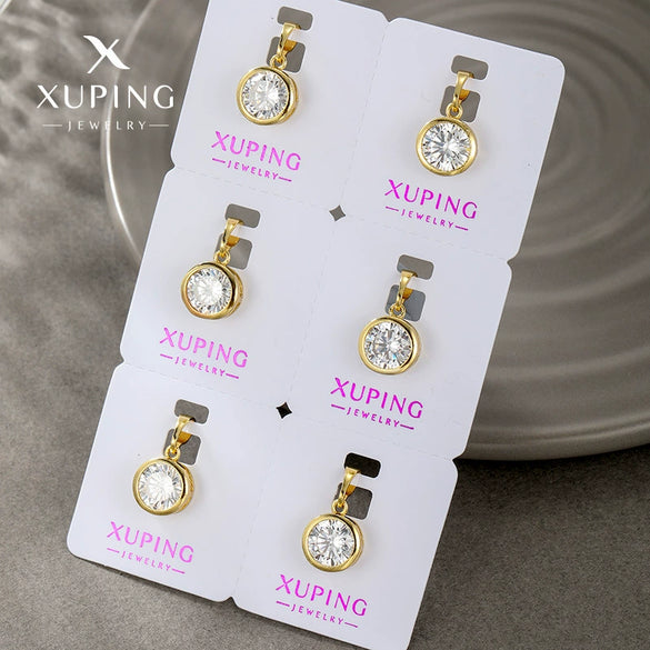 Alloy Electroplated 14K Gold Bezel Round Single Zircon Simple Elegant Necklace For Women
