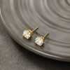 Alloy Electroplated 24K Gold Fourclaw Single Zircon Women's Casual Style Earrings