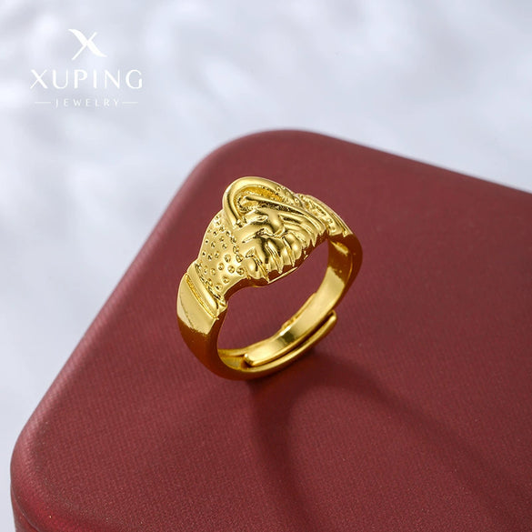 Alloy Electroplated 24K Gold Handshake Ring Light Luxury Style Women's Jewelry