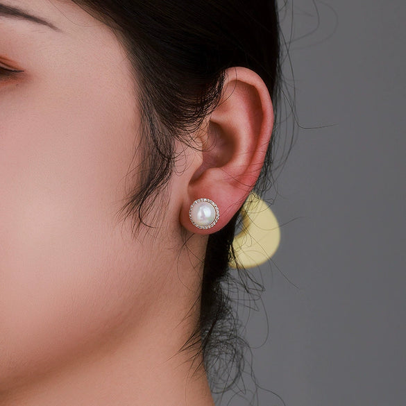 Alloy Electroplated Lady Style Imitation Pearl And Micropaved Zircon Earrings For Women