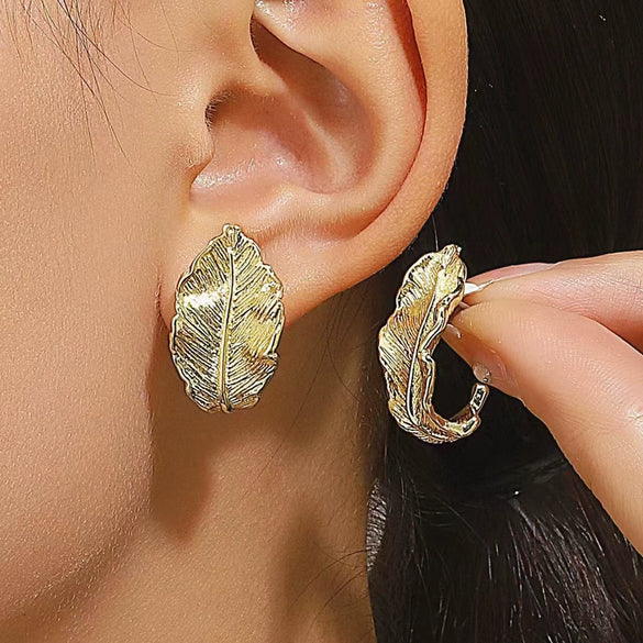 Alloy Electroplated Leaf Design Sense Women's Earrings