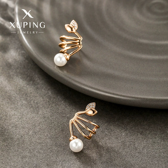 Alloy Electroplated Light Luxury Style Imitation Pearl And Micropaved Zircon Earrings For Women
