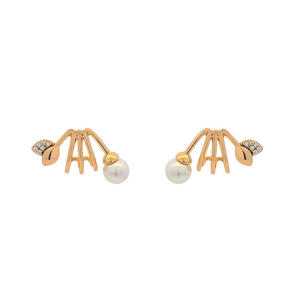 Alloy Electroplated Light Luxury Style Imitation Pearl And Micropaved Zircon Earrings For Women