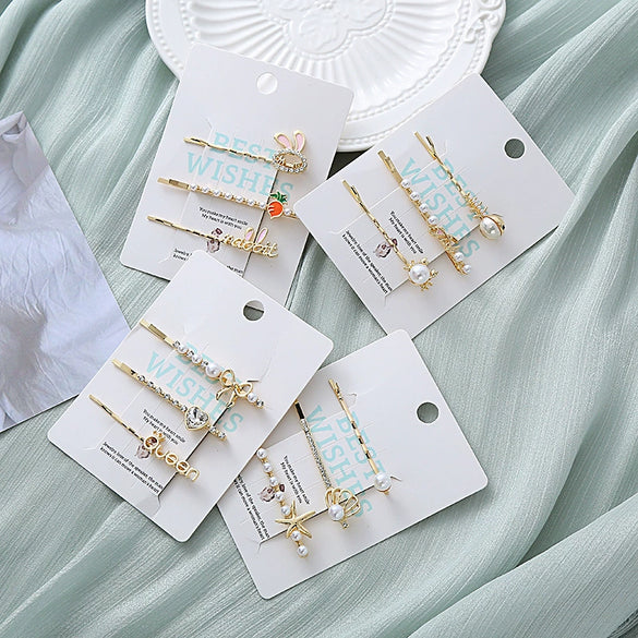 Alloy Electroplated Love Rabbit Hair Accessories Set For Women