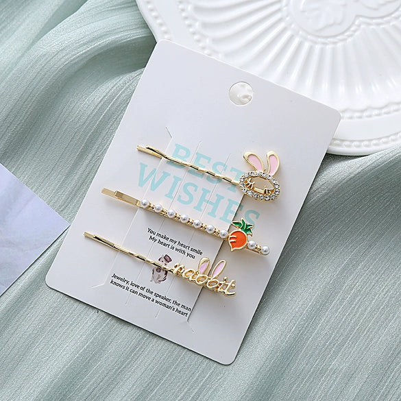 Alloy Electroplated Love Rabbit Hair Accessories Set For Women