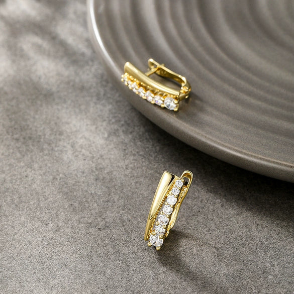 Alloy Electroplated Microencrusted Zircon Minimalist Style Women's Earrings