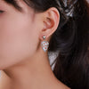 Alloy Electroplated Micropaved Zircon Heart Asymmetrical Geometric Earrings For Women