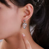 Alloy Electroplated Micropaved Zircon Heart Asymmetrical Geometric Earrings For Women