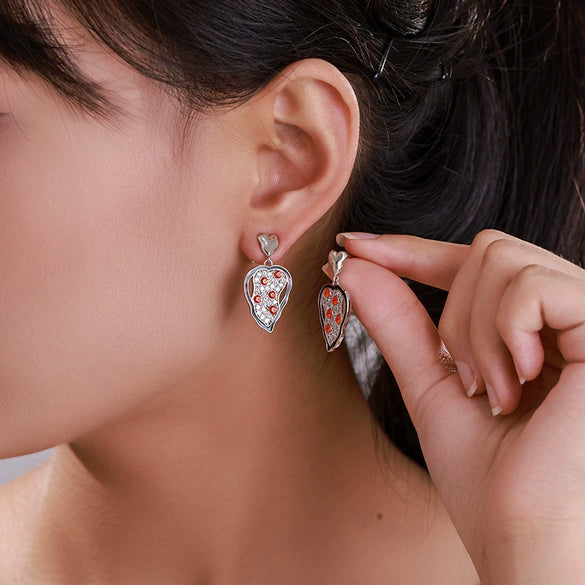 Alloy Electroplated Micropaved Zircon Heart Asymmetrical Geometric Earrings For Women