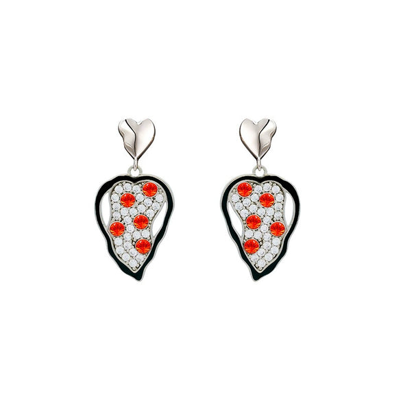 Alloy Electroplated Micropaved Zircon Heart Asymmetrical Geometric Earrings For Women