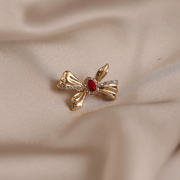 Alloy Electroplated Minimalist Bow Antiexposure Brooch Collar Pin