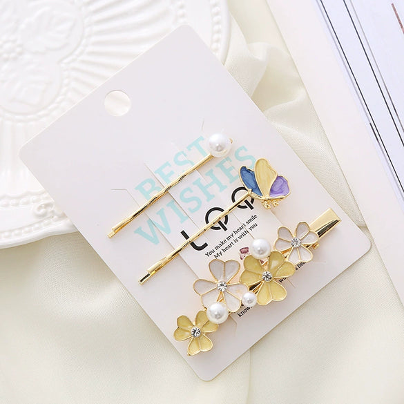 Alloy Electroplated Multicolor Cherry Blossom Flower Butterfly Duckbill Clip Women's Headwear Hair Accessories Set