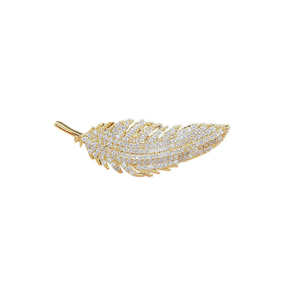 Alloy Electroplated Natural Style Feather Brooch For Women
